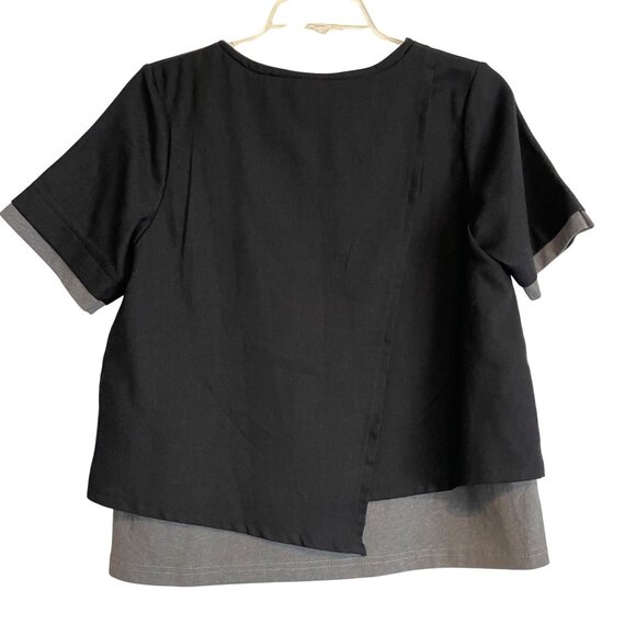 Rococo Womens Short Sleeve Layered Top Sz‎ Medium Linen Blend Corpcore Office - Picture 3 of 12